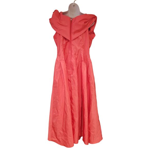 80s Vintage Hot Pink Dress Sz Small Off Shoulder With Bow Made Woman's Union USA - Picture 5 of 7